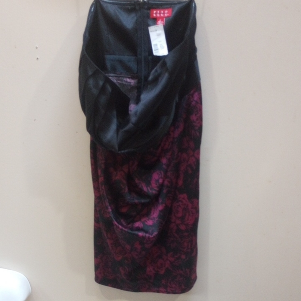 Elegant Black and Pink Floral Dress